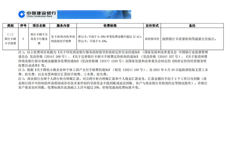 欢迎访问中国建设银行网站—个人客户服务价目表